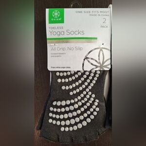 Black Toeless Yoga Socks with Grip